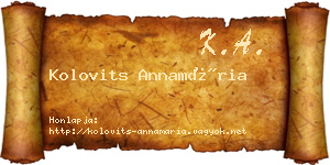 Kolovits Annamária névjegykártya